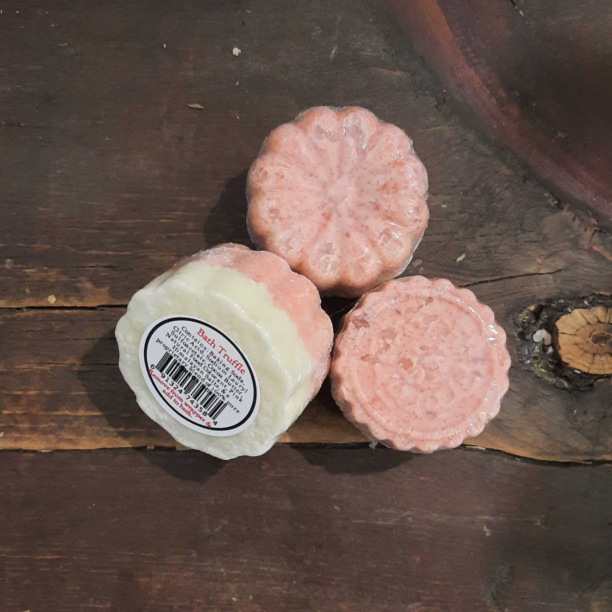 Mini Bubble Bath Truffles with cocoa and mango butter in bundt cake or heart shapes, 1.65 oz bath fizz treats