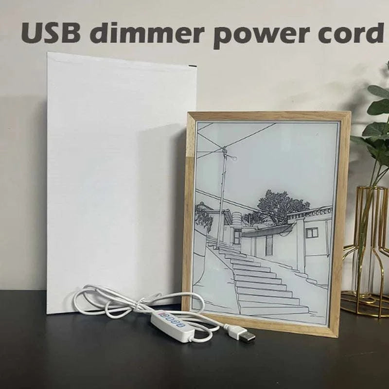 Sunset Photo Frame Night Light USB LED Table Lamp