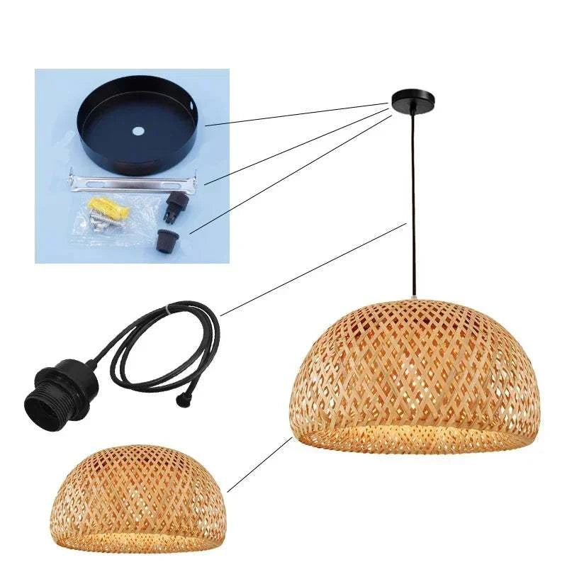 Bamboo Hanging Lamp Rattan Wicker Ceiling Pendant Light by DropShop