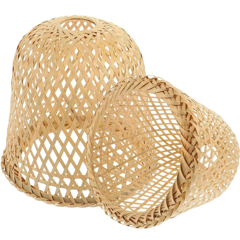 Bamboo Lamp Shade 2 Pack Woven Rustic Pendant Covers by DropShop