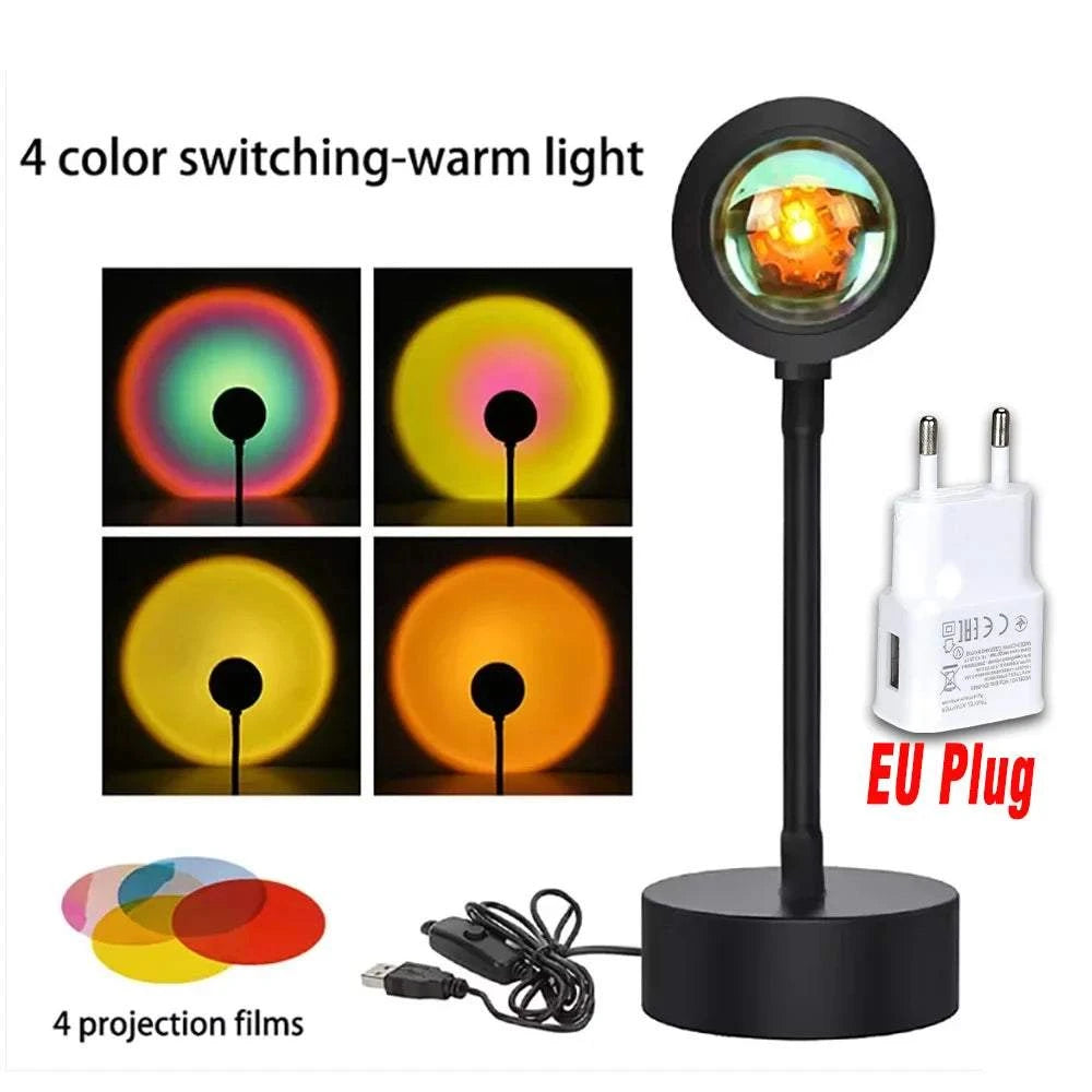 Sunset Lamp Projection Led Lights with Remote 16 Colors Night Light 360° Rotation Rainbow Lights 4 Modes Setting for Photograph by DropShop