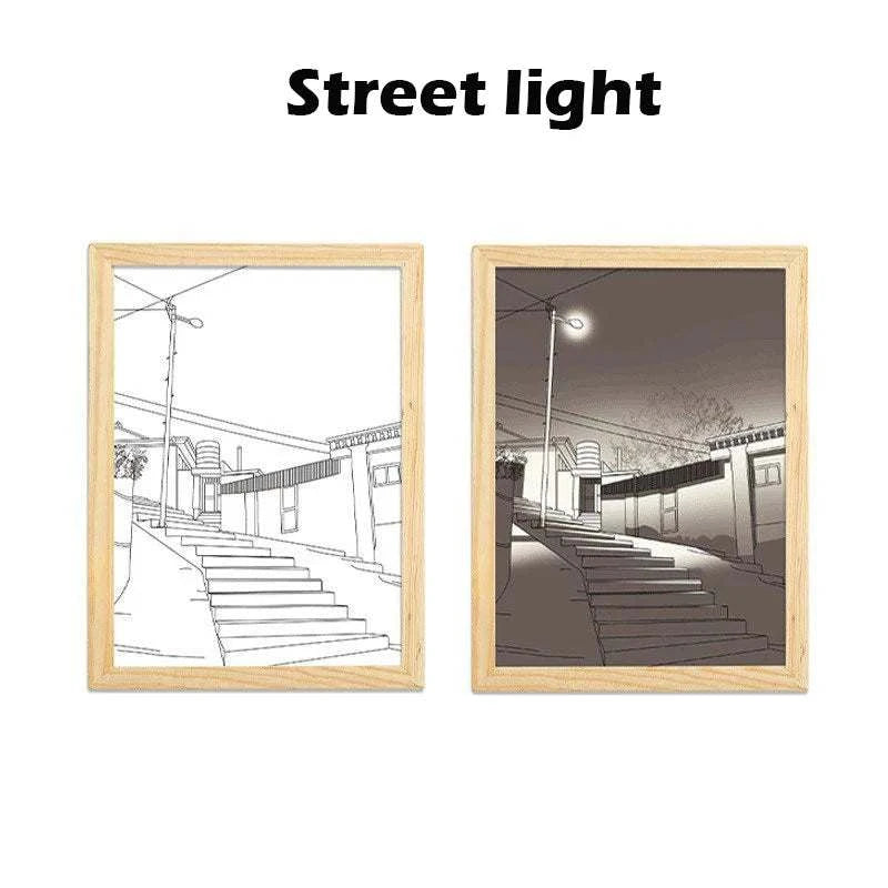 Sunset Photo Frame Night Light USB LED Table Lamp