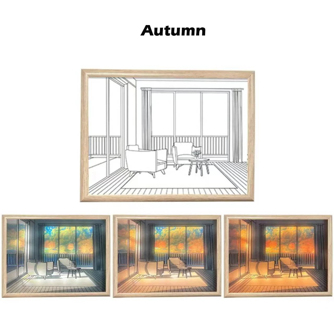 Sunset Photo Frame Night Light USB LED Table Lamp