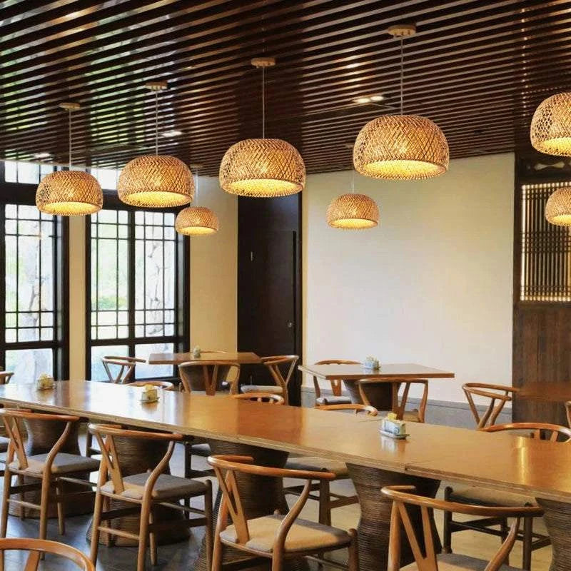 Handwoven Bamboo Pendant Lamp by DropShop