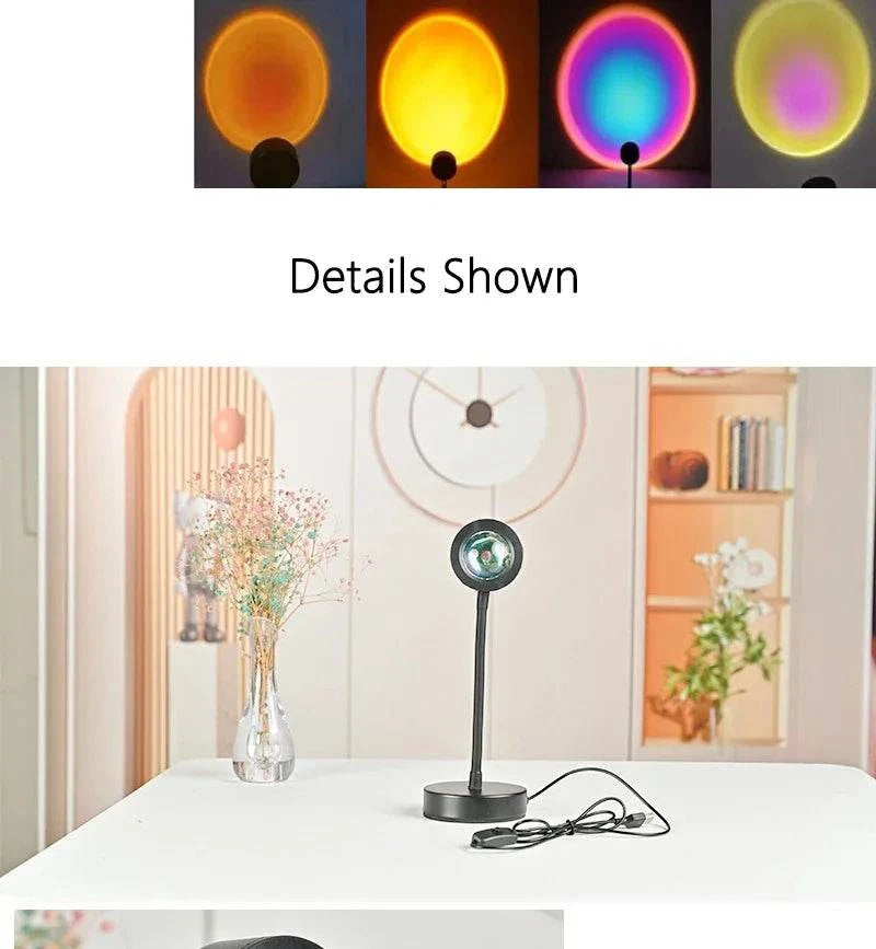 Sunset Lamp Projection Led Lights with Remote 16 Colors Night Light 360° Rotation Rainbow Lights 4 Modes Setting for Photograph by DropShop