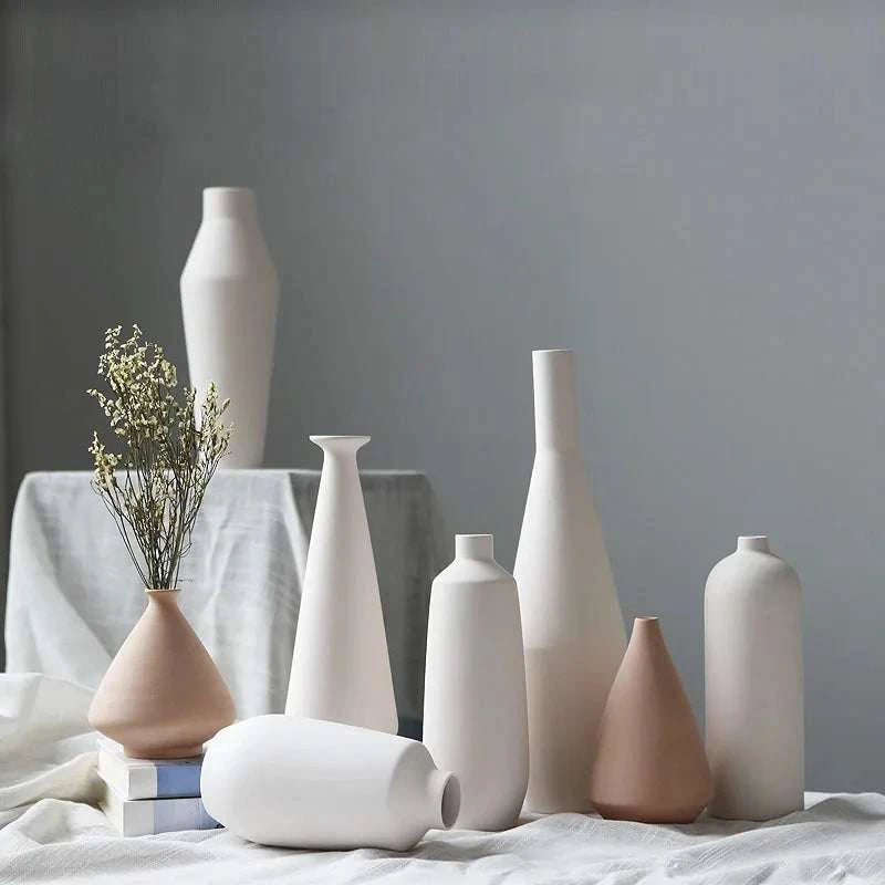 Nordic White Ceramic Vase by DropShop