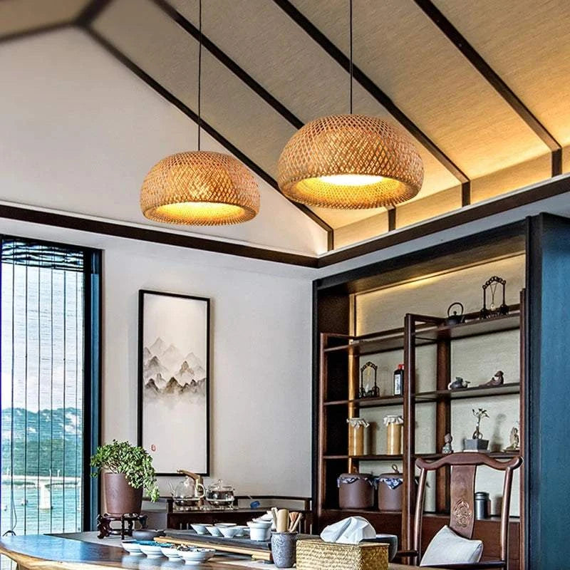 Handwoven Bamboo Pendant Lamp by DropShop
