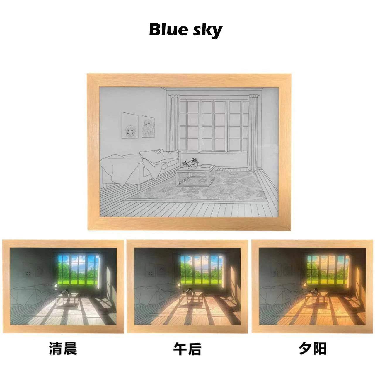 Sunset Photo Frame Night Light USB LED Table Lamp