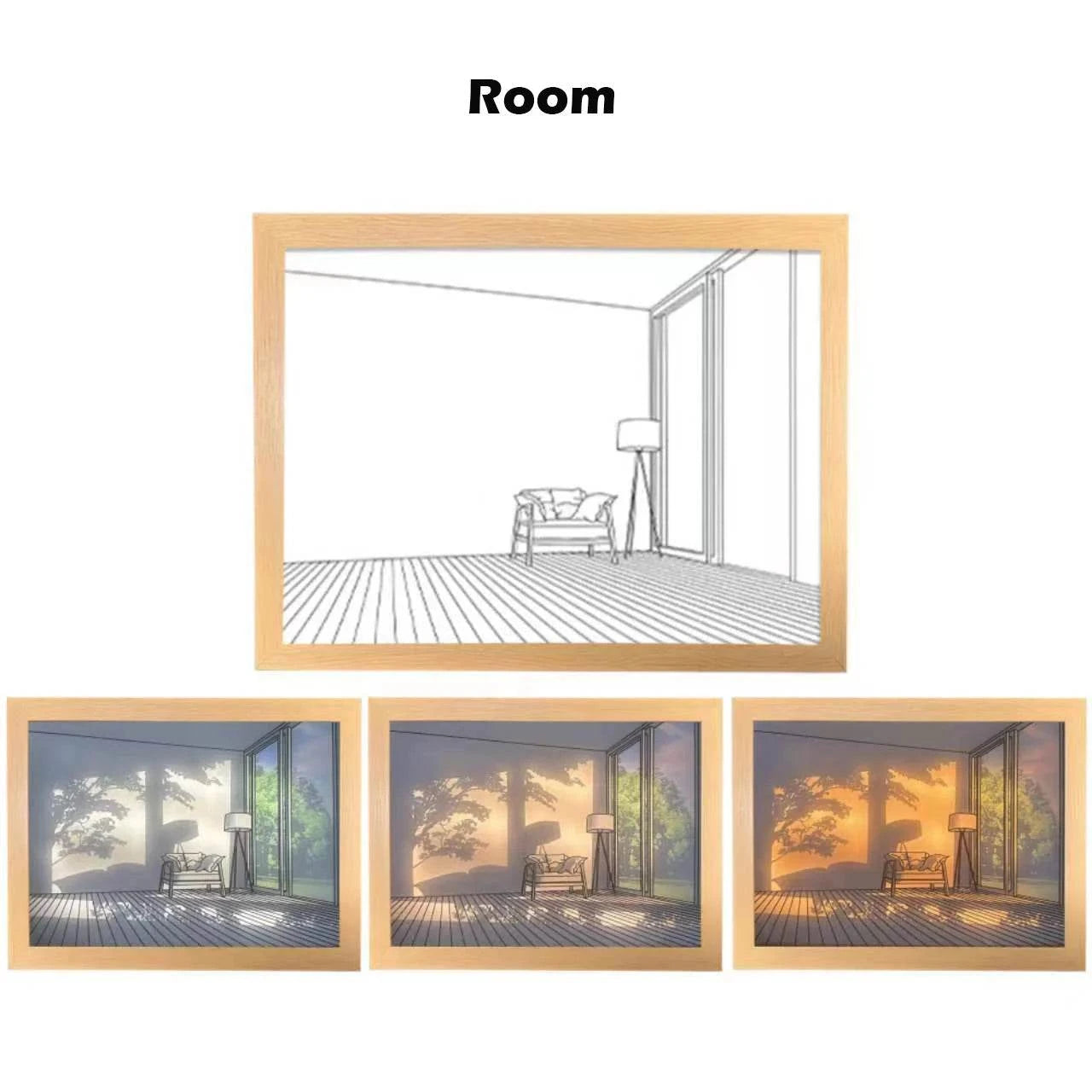 Sunset Photo Frame Night Light USB LED Table Lamp