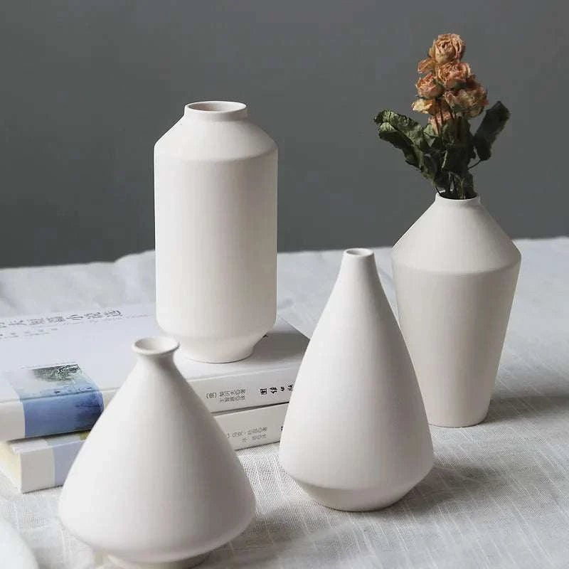 Nordic White Ceramic Vase by DropShop