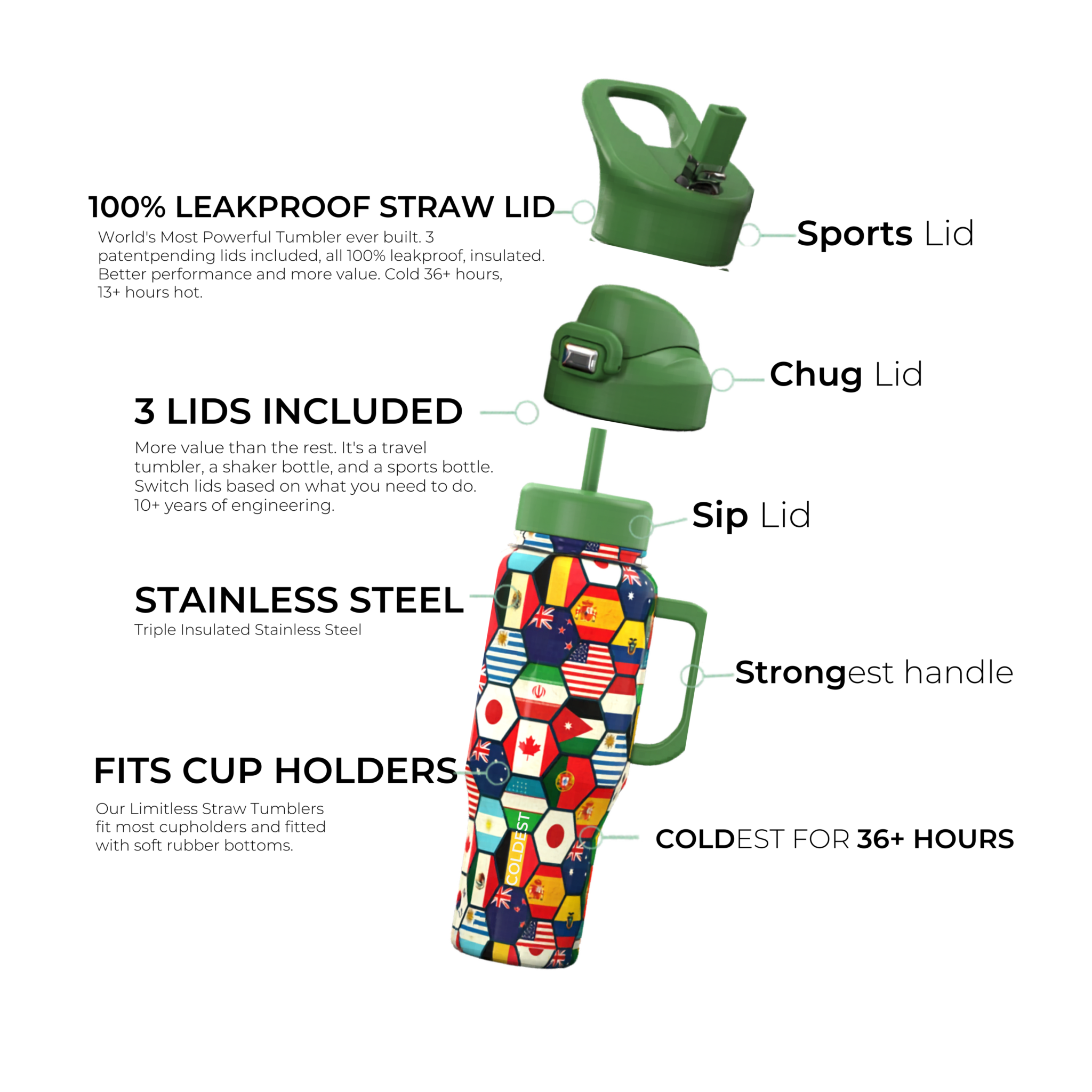 46oz Cold Water Bottle by Coldest