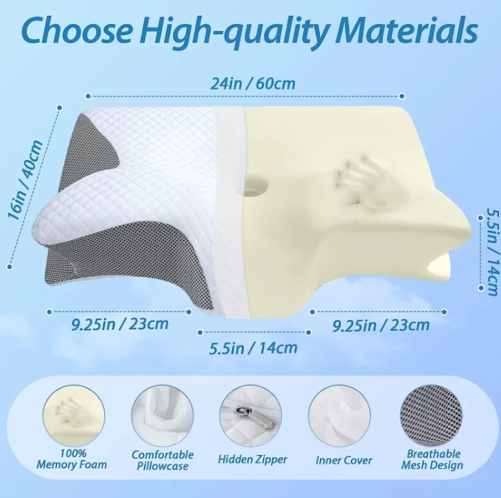 Memory Foam Cervical Pillow Neck Support Cushion