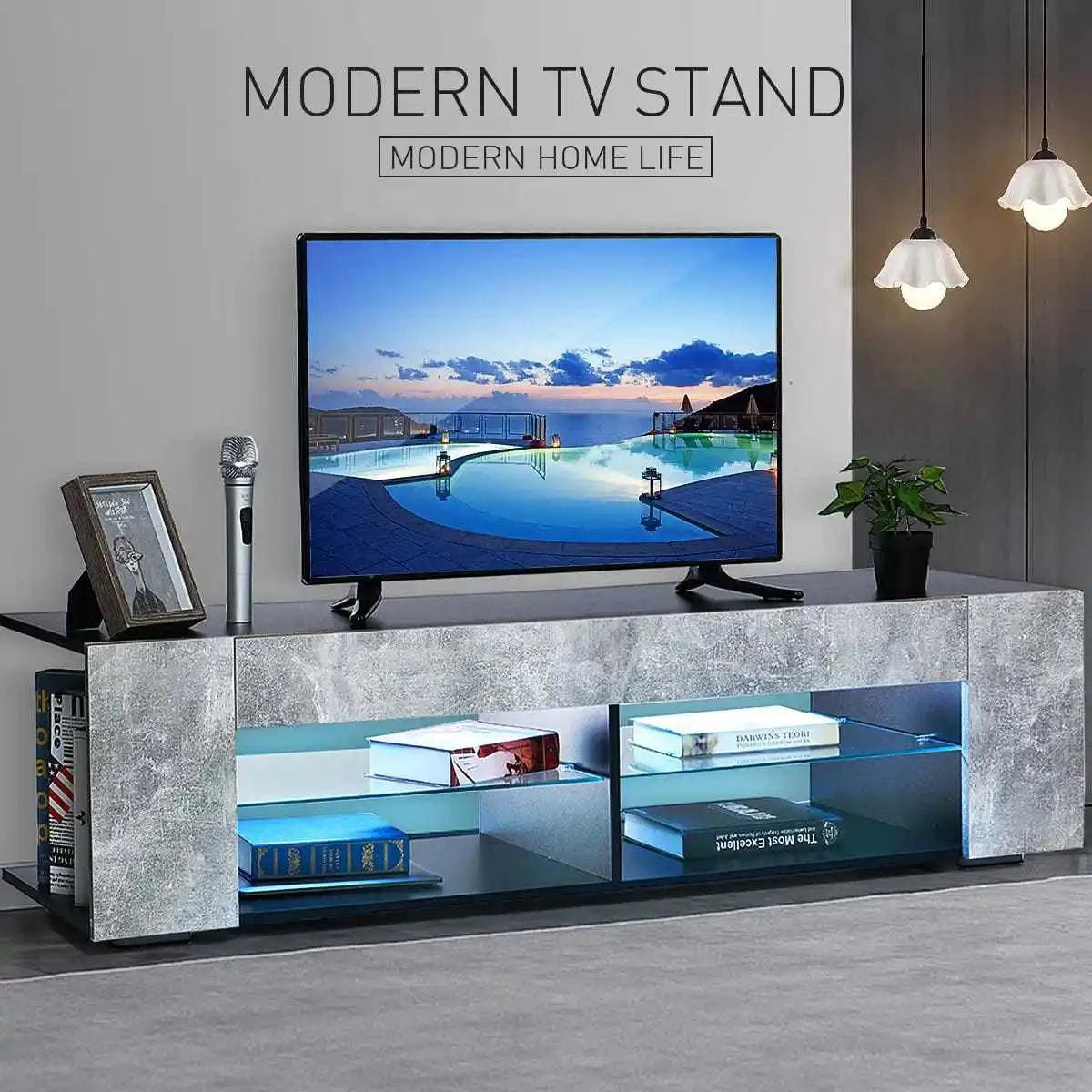 LED TV Stand with Storage 57 Inch Entertainment Center