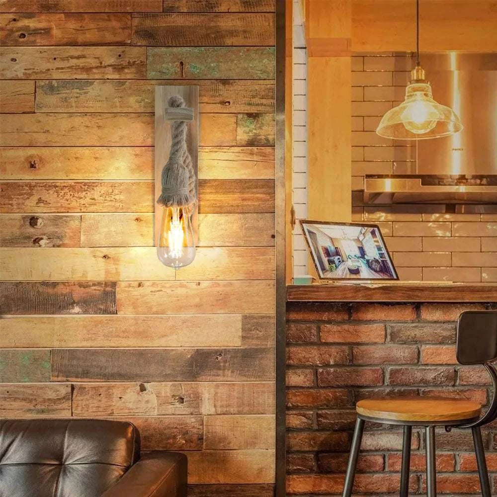 Retro Wood Wall Sconce by DropShop