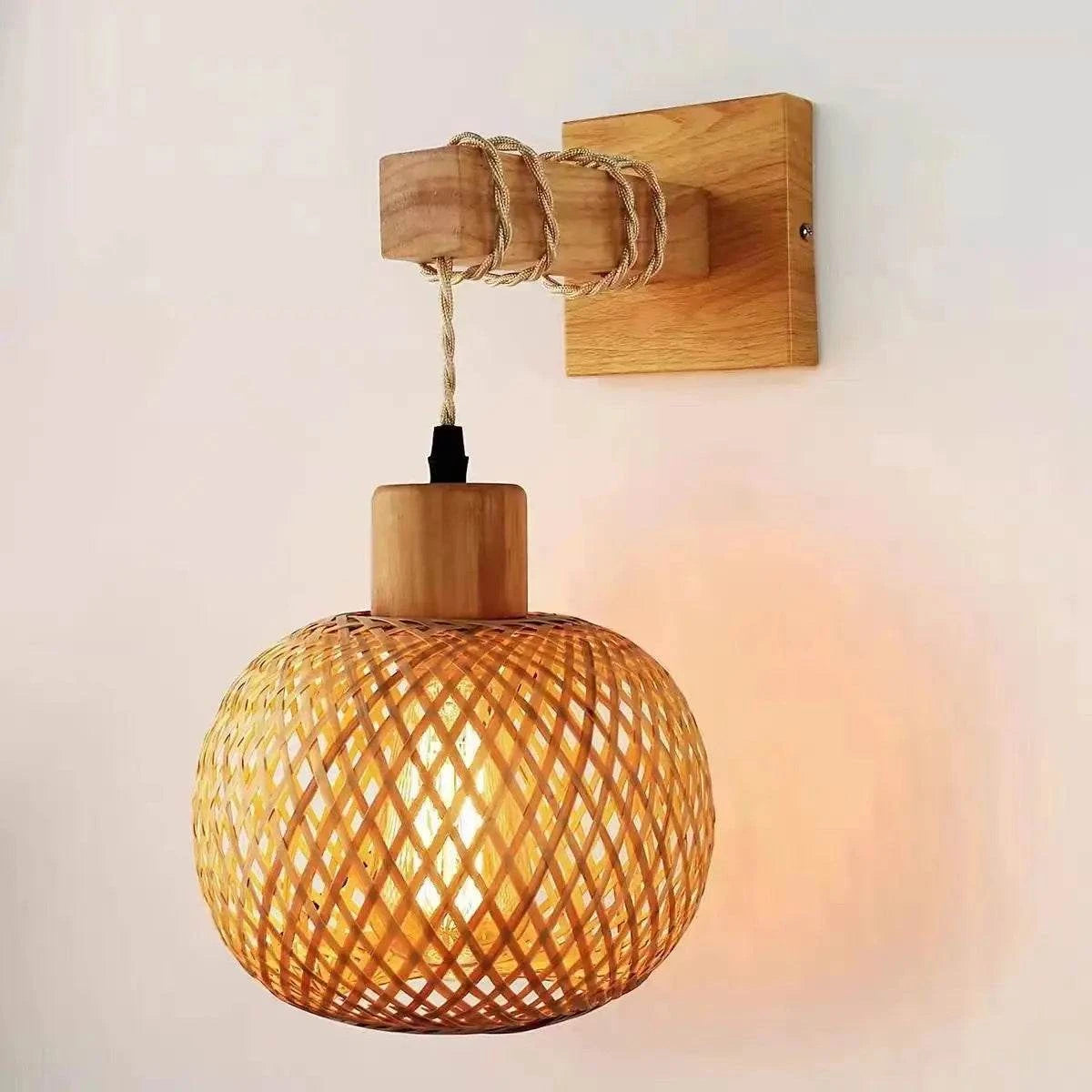 Bamboo Hanging Lamp Rattan Wicker Ceiling Pendant Light by DropShop