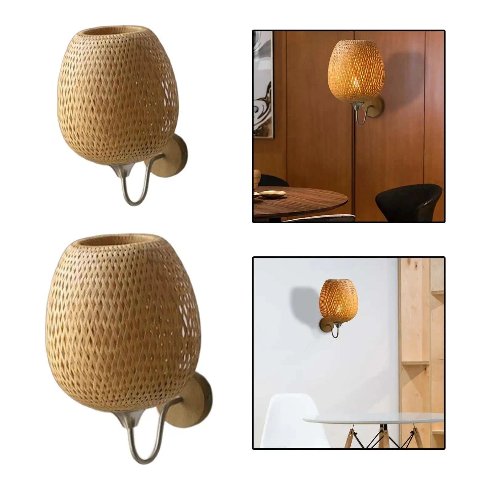 Handwoven Bamboo Wall Sconce by DropShop
