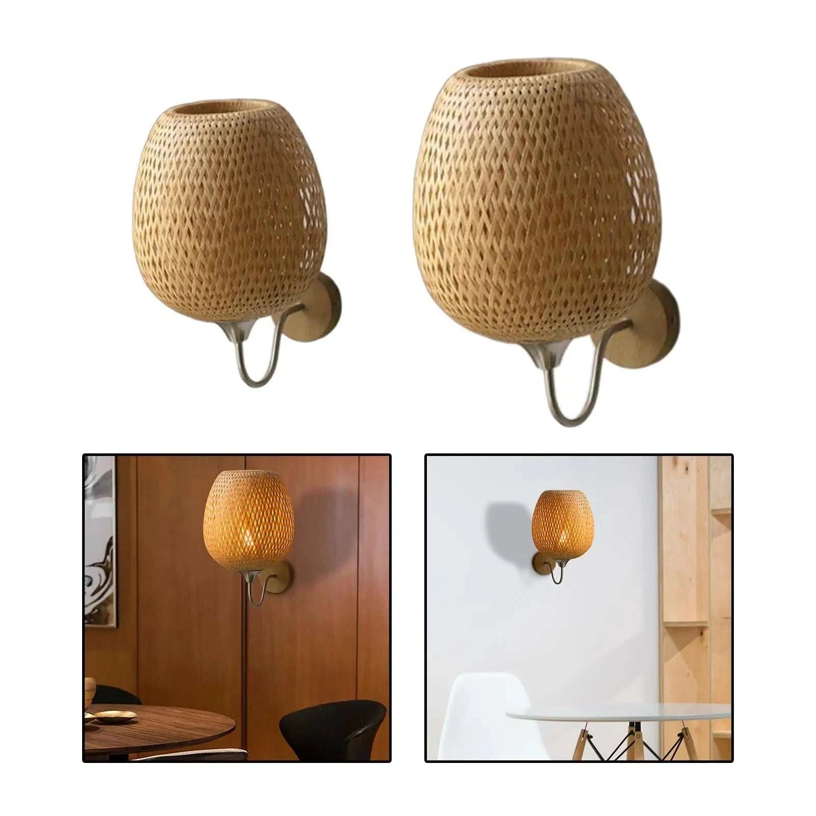 Handwoven Bamboo Wall Sconce by DropShop
