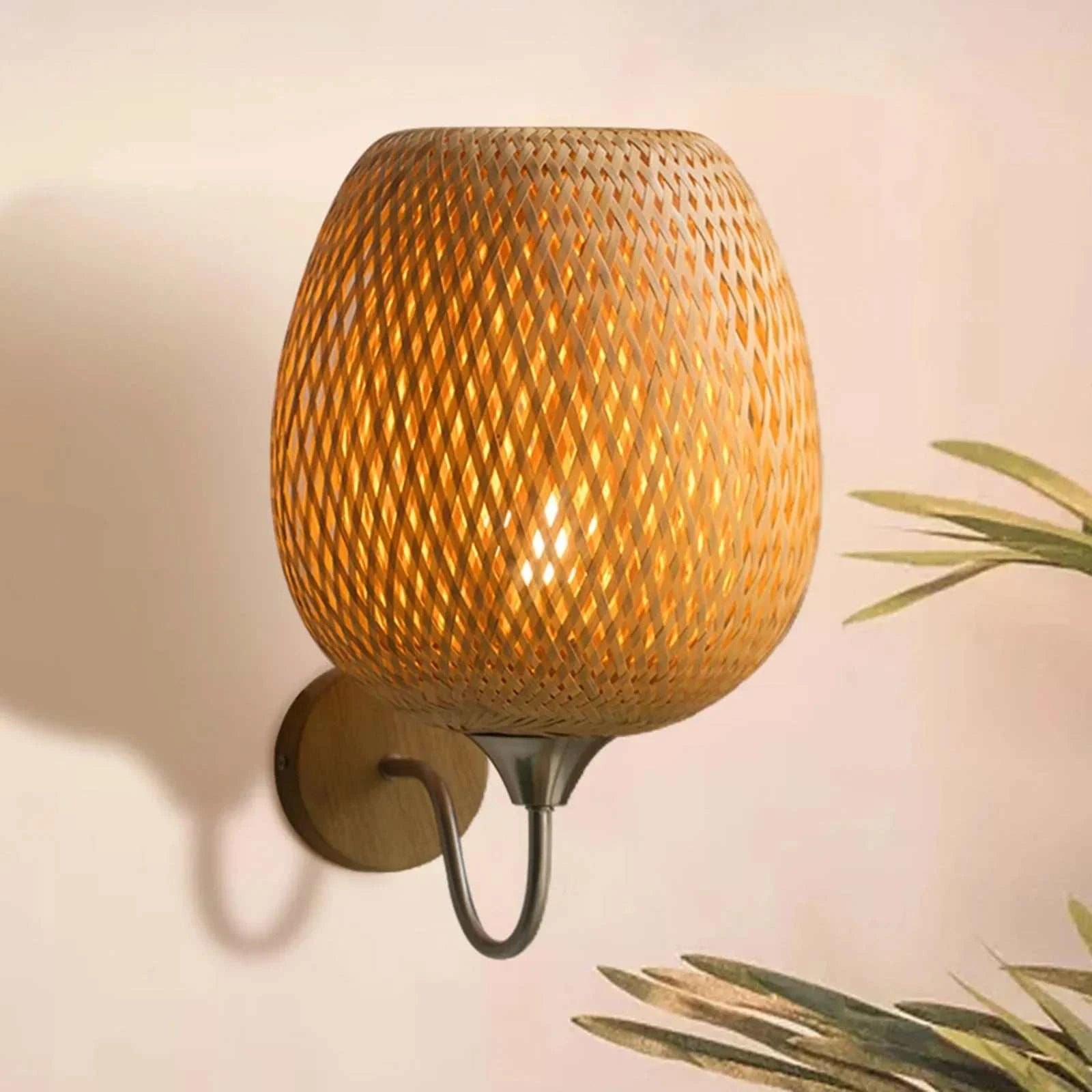 Handwoven Bamboo Wall Sconce by DropShop