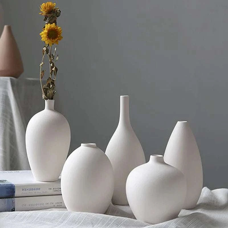 Nordic White Ceramic Vase by DropShop