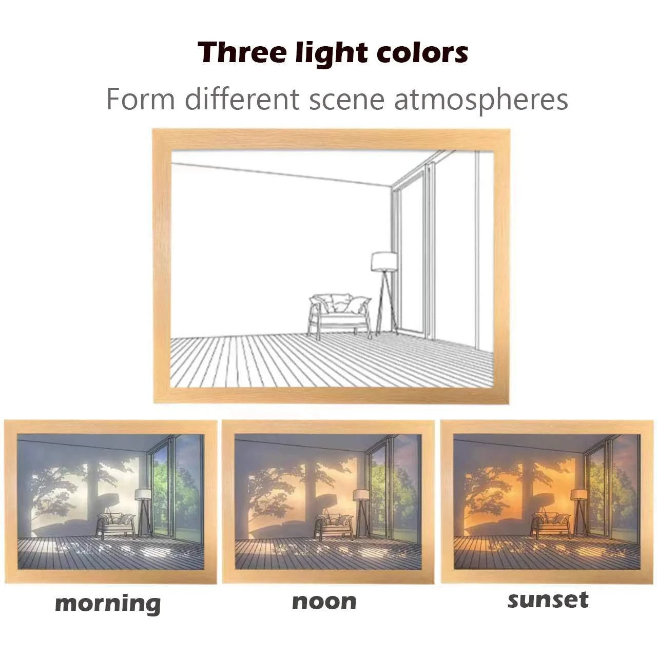 Sunset Photo Frame Night Light USB LED Table Lamp