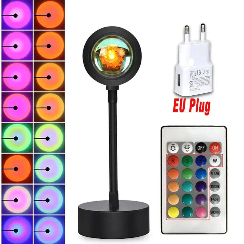 Sunset Lamp Projection Led Lights with Remote 16 Colors Night Light 360° Rotation Rainbow Lights 4 Modes Setting for Photograph by DropShop