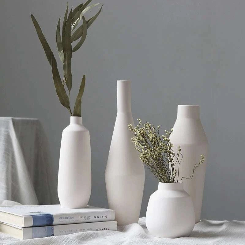 Nordic White Ceramic Vase by DropShop