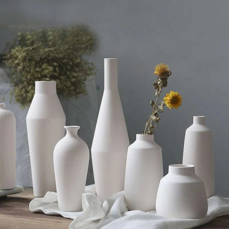 Nordic White Ceramic Vase by DropShop