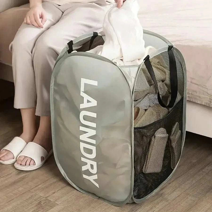 Mesh Pop-Up Laundry Basket Foldable Storage Set by DropShop