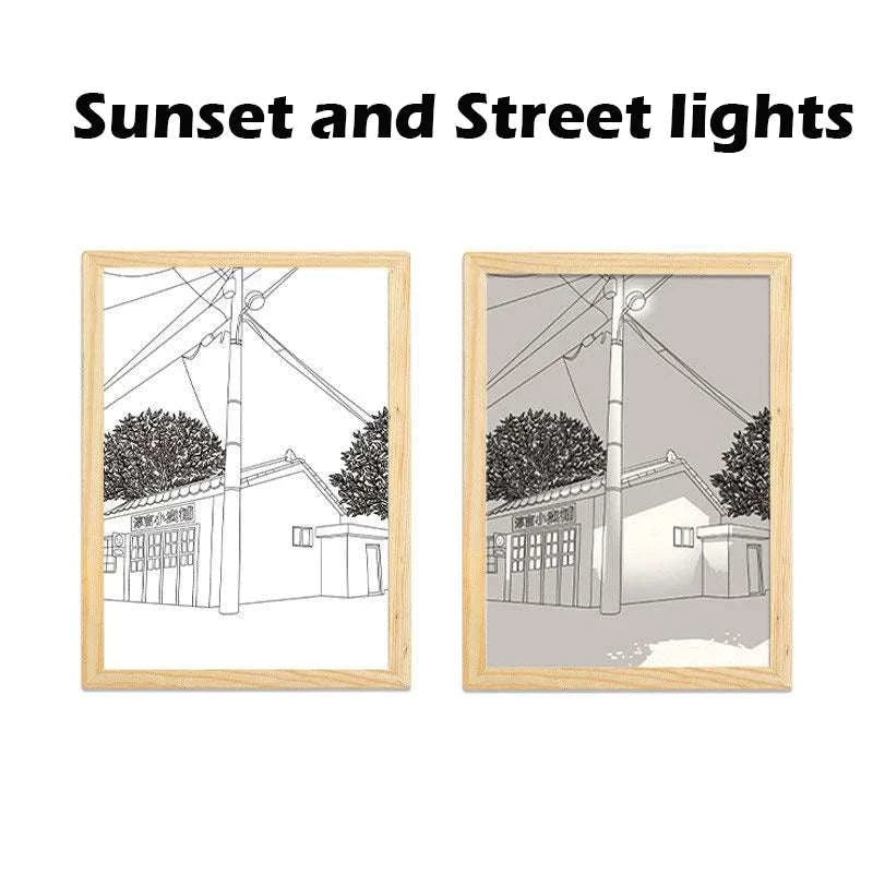 Sunset Photo Frame Night Light USB LED Table Lamp