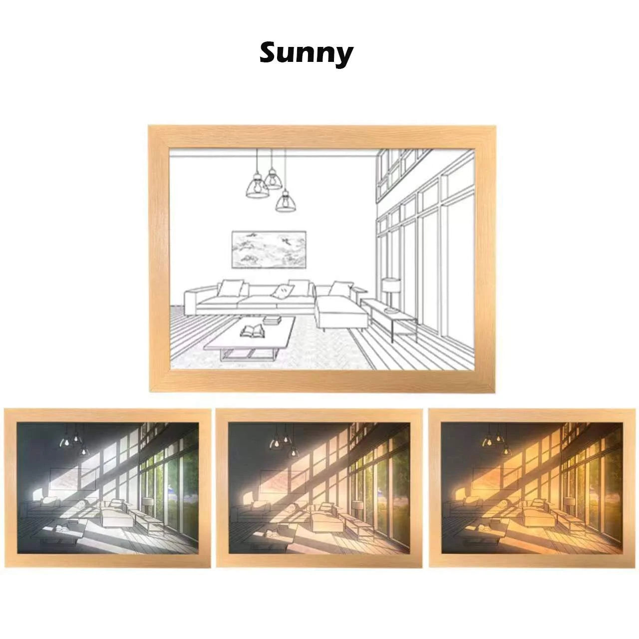Sunset Photo Frame Night Light USB LED Table Lamp