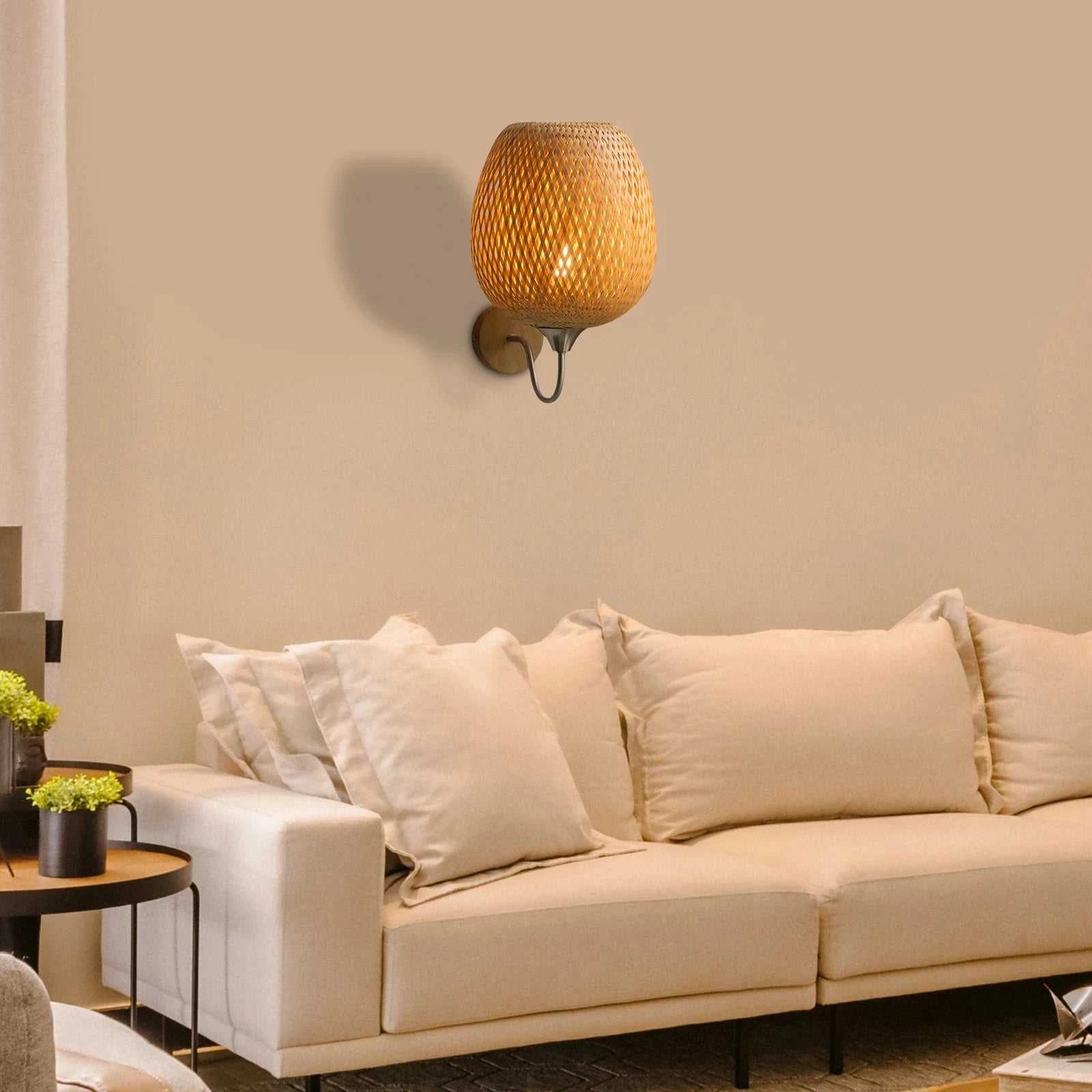 Handwoven Bamboo Wall Sconce by DropShop