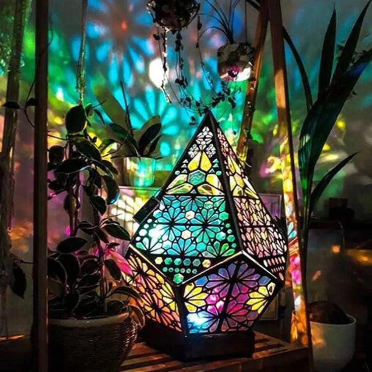 D2 Wooden Hollow Novelty Light LED Projection Night Lamp Bohemian Colorful Projector Desk Lamp Home Decor Atmosphere Lighting by DropShop