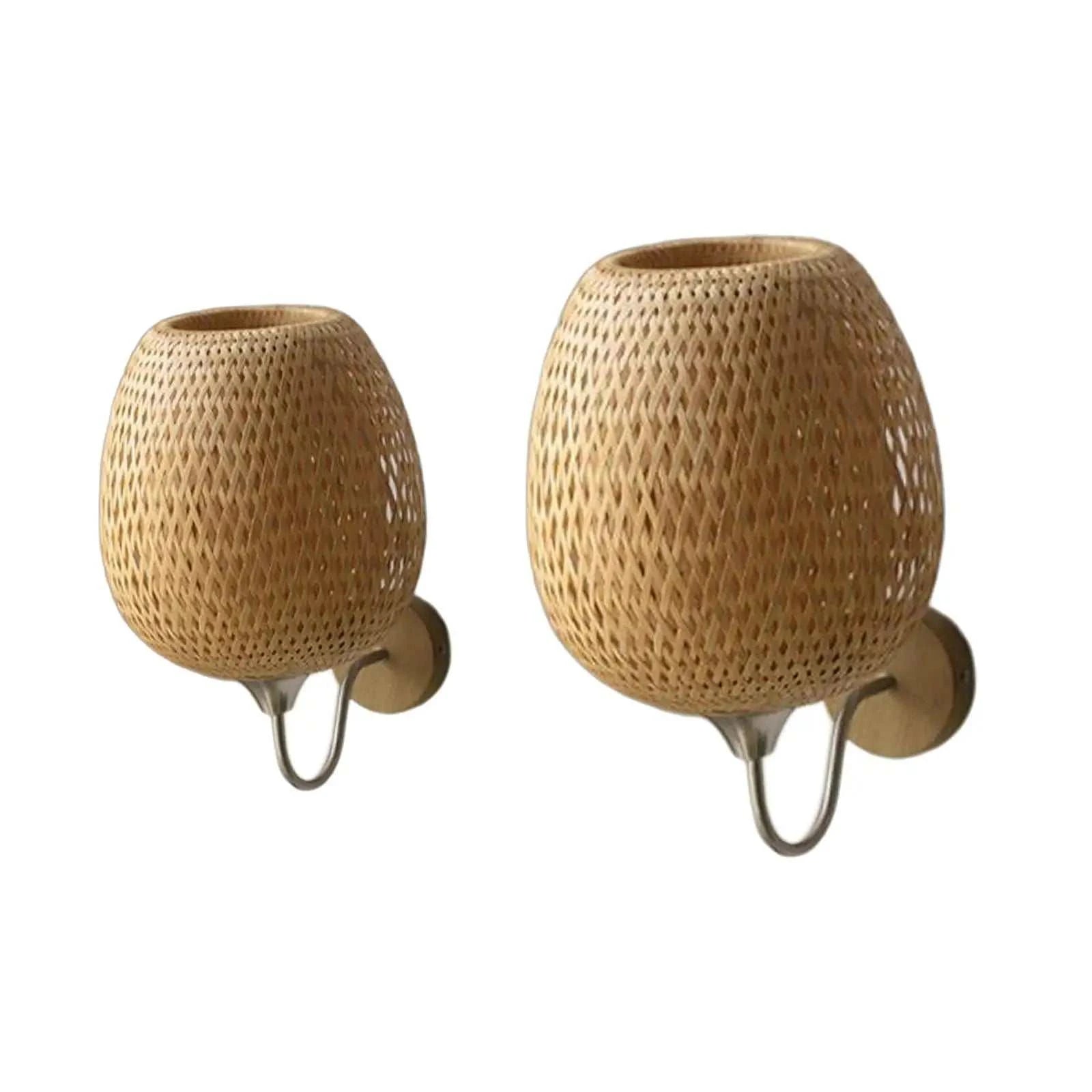 Handwoven Bamboo Wall Sconce by DropShop