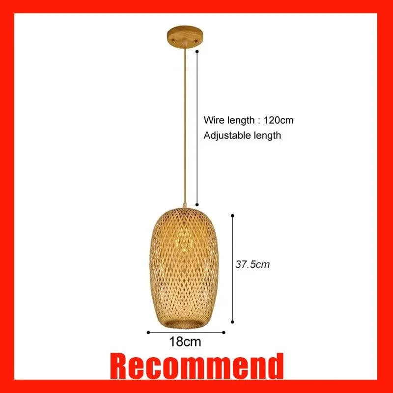 Bamboo Hanging Lamp Rattan Wicker Ceiling Pendant Light by DropShop