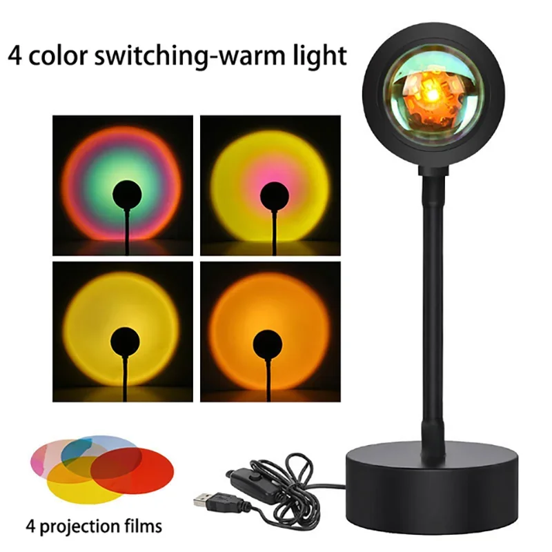 Sunset Lamp Projection Led Lights with Remote 16 Colors Night Light 360° Rotation Rainbow Lights 4 Modes Setting for Photograph by DropShop