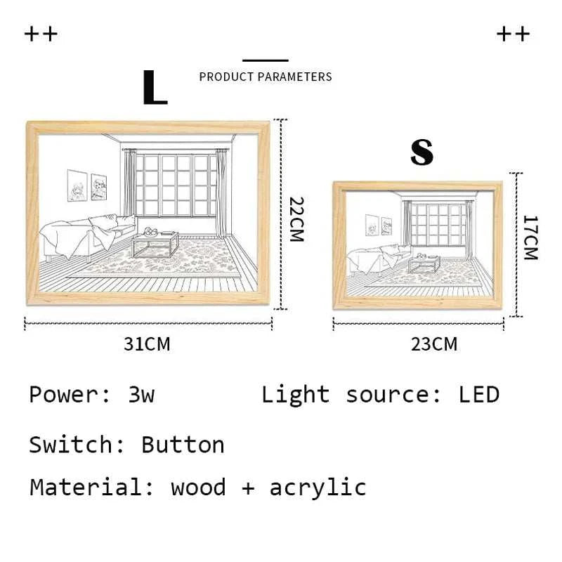 Sunset Photo Frame Night Light USB LED Table Lamp