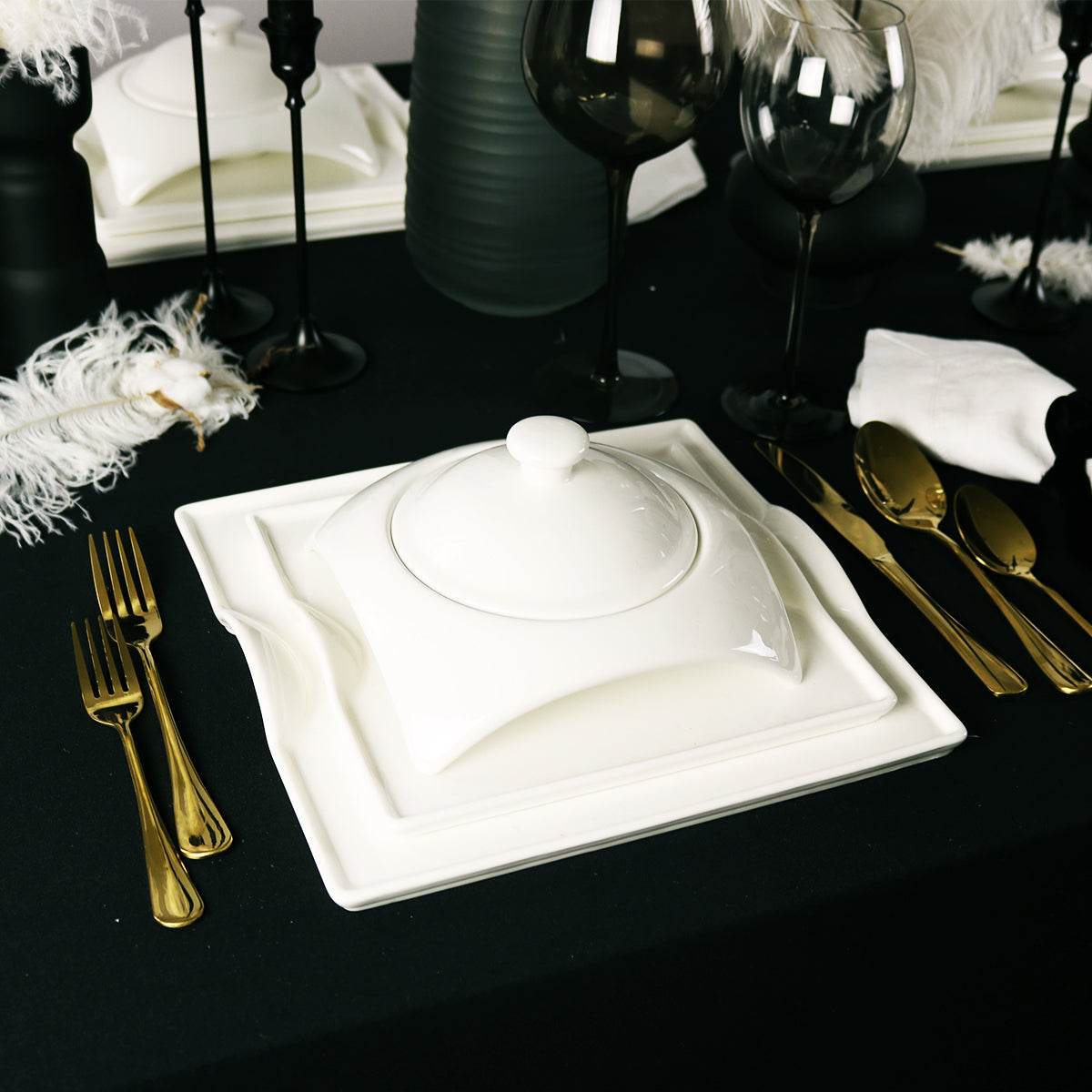 Square Porcelain Dish Set by little white dish