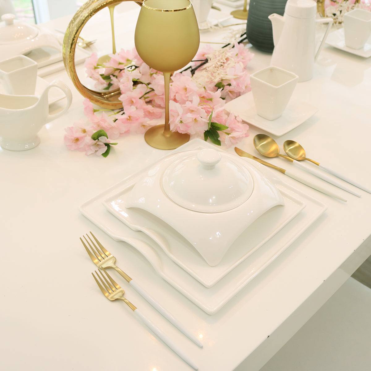 Square Porcelain Dish Set by little white dish